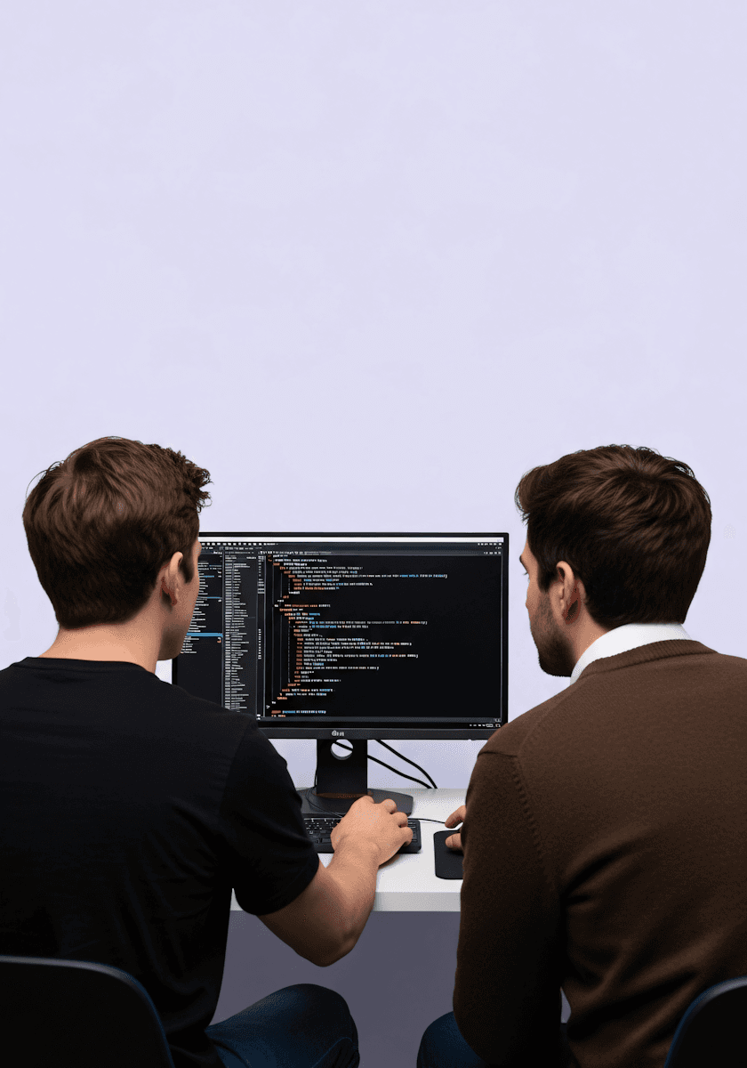 Expert consulting background showing developers